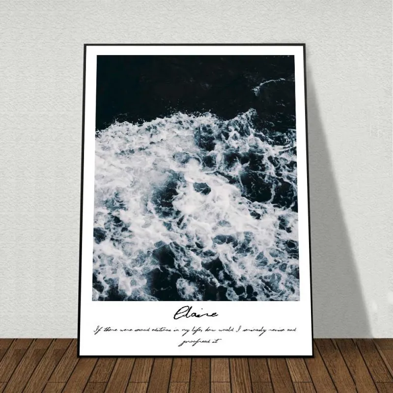 Tranh phong cảnh biển kết hợp chữ