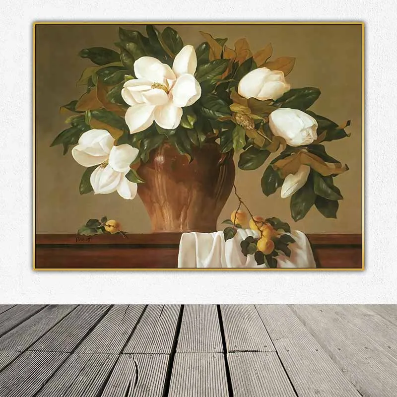 Tranh tĩnh vật cổ điển hoa Mộc Lan