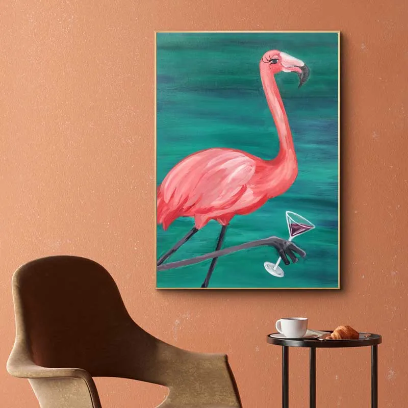 Bộ Tranh Hồng Hạc và Ly Rượu Vang Đỏ