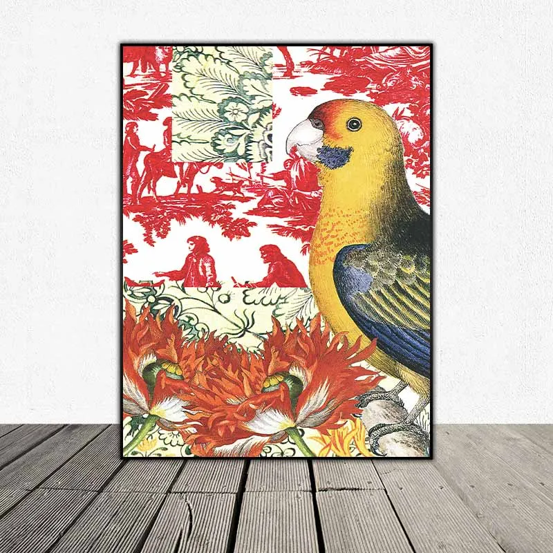 Tranh hoa bướm và chim theo phong dán giấy