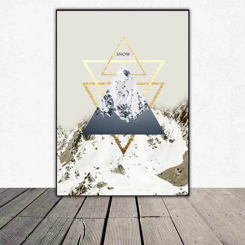 Tranh trừu tượng các khối hình học và hươu nai