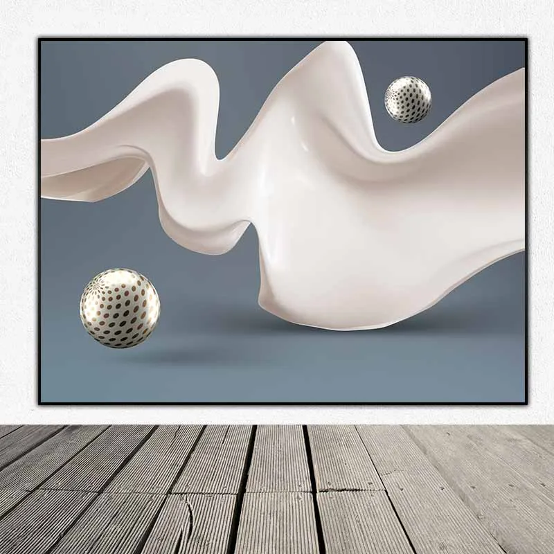 Tranh trừu tượng 3 tấm vòng tròn và các viên bi