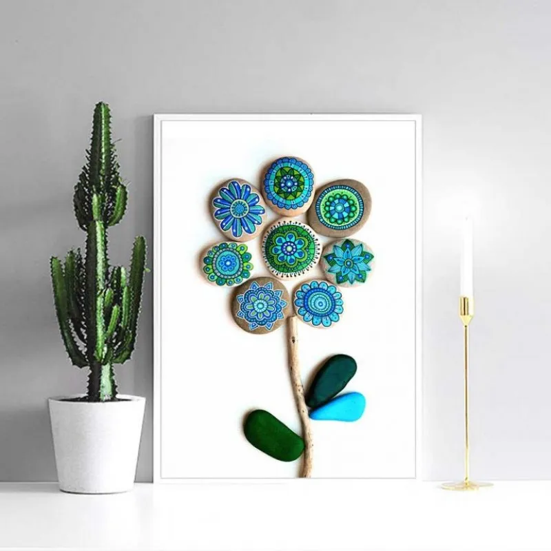 Tranh hoa và chim nhiều màu trừu tượng