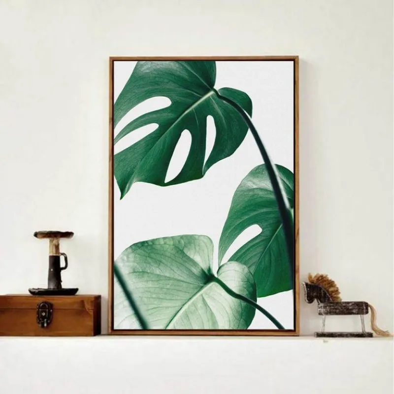 Tranh canvas lá trầu bà, lá chuối nhiệt đới