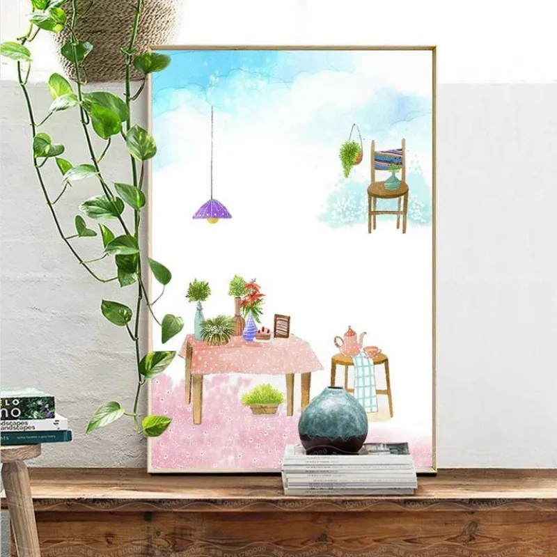 Tranh thiếu nhi mèo mun trong căn nhà