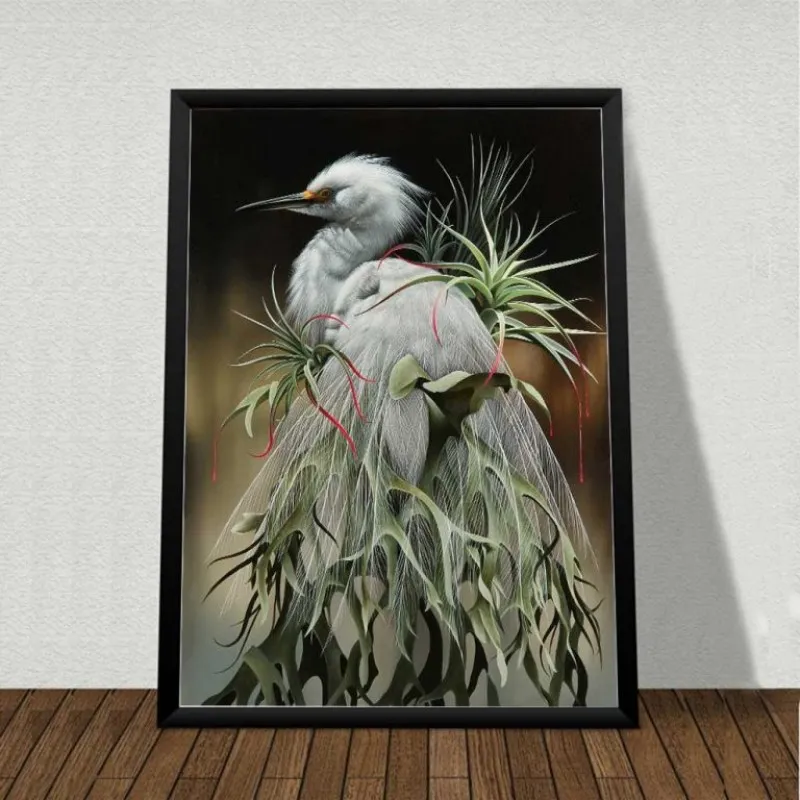 Tranh chim vẹt và chim cò