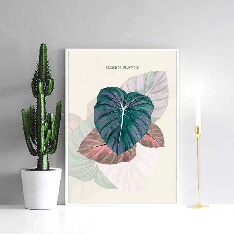 Tranh lá cây đa và lá môn nước