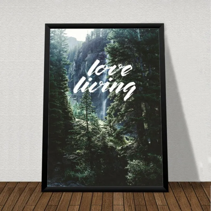 Tranh phong cảnh hồ nước, đồi núi và rừng