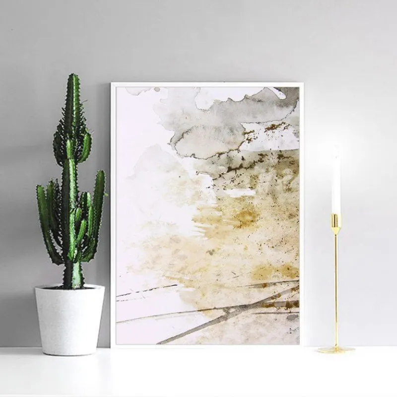 Tranh trừu tượng sắc hồng và vàng