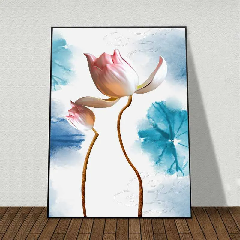 Tranh hoa sen hồng 3D