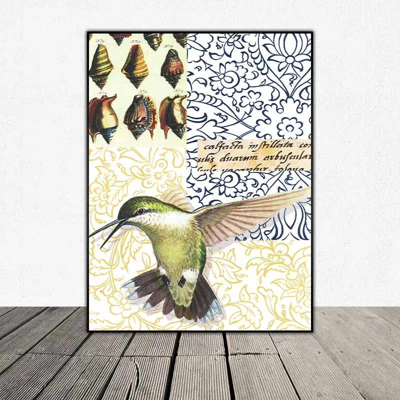 Tranh hoa bướm và chim theo phong dán giấy