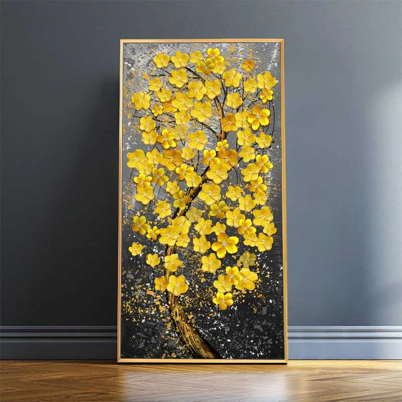 Tranh hoa mai vàng trừu tượng
