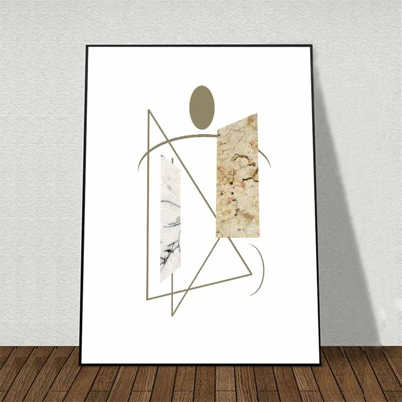 Tranh trừu tượng các hình tròn và đường nét