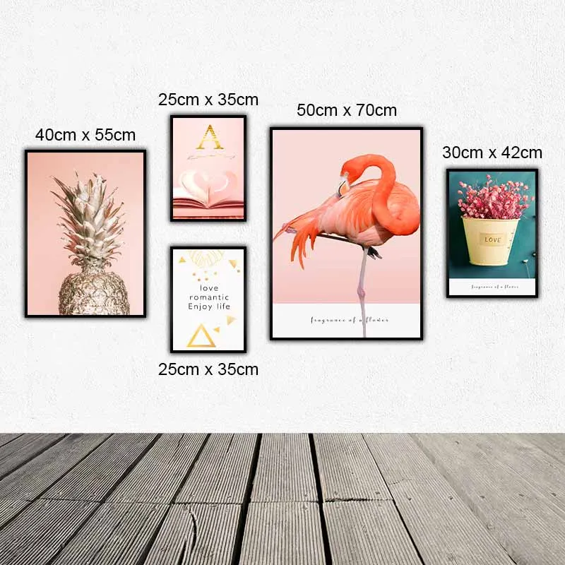 Tranh chim hông hạc quả dứa vàng và bình hoa