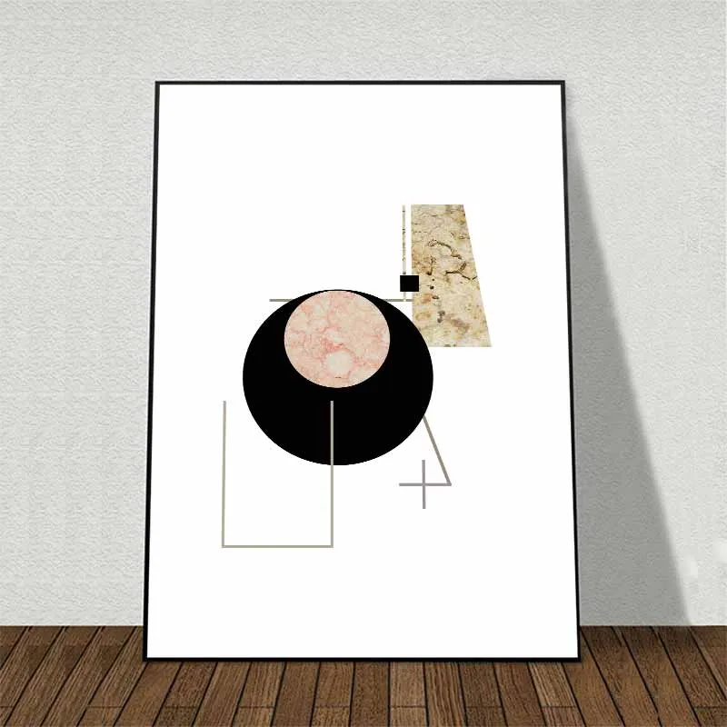 Tranh trừu tượng các hình tròn và đường nét