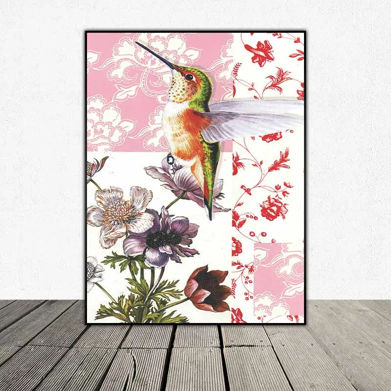 Tranh hoa bướm và chim theo phong dán giấy