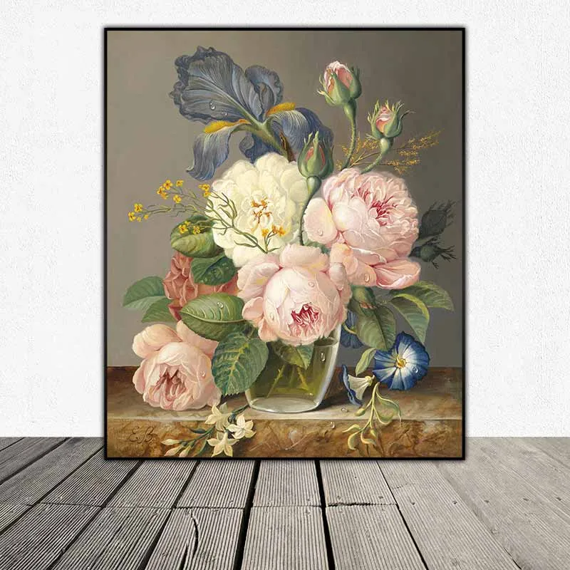 Tranh tĩnh vật hoa Mẫu Đơn hồng và trắng