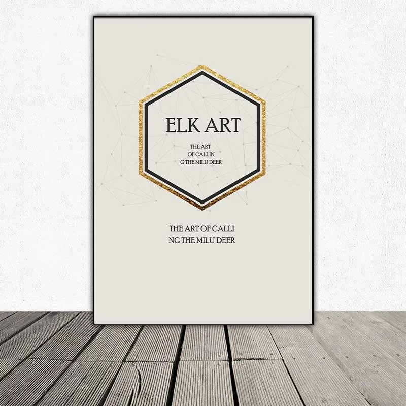 Tranh trừu tượng các khối hình học và hươu nai