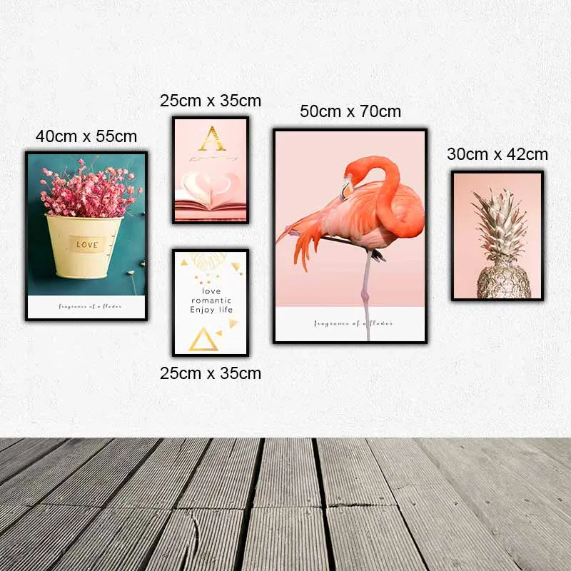 Tranh chim hông hạc quả dứa vàng và bình hoa