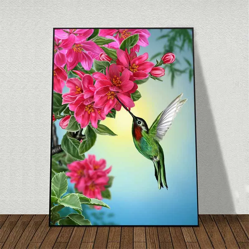 Tranh hoa và chim hút mật chim ruồi