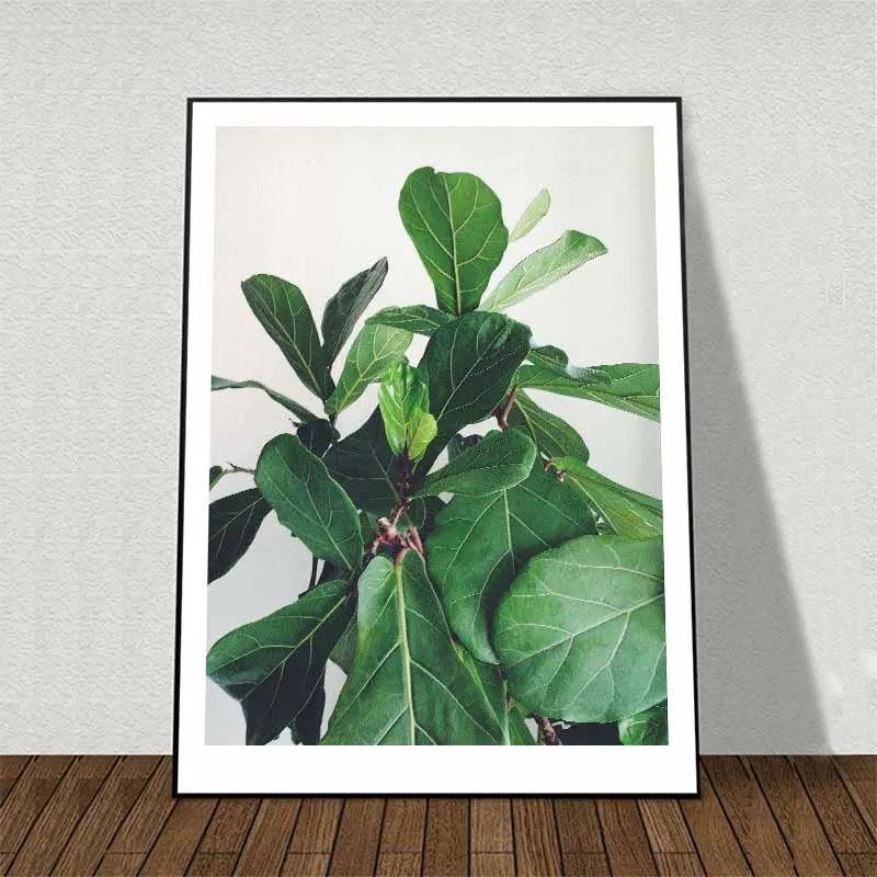 Tranh lá cây nhiệt đới kết hợp chữ Nothing Seek Nothing Find, Nature Botanical Mood