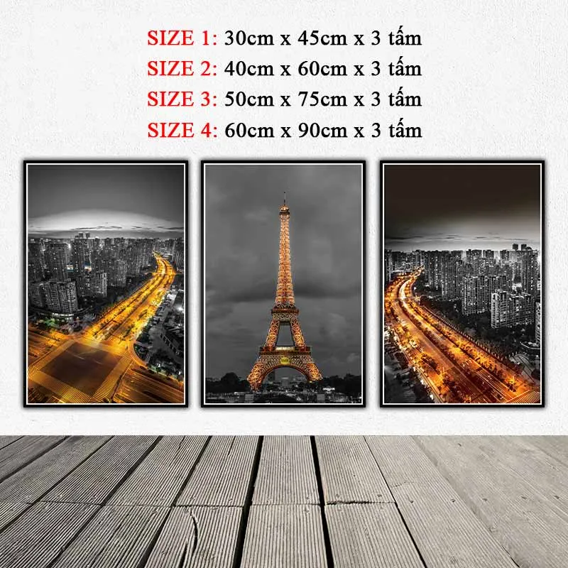 Tranh phong cảnh ban đêm thành phố và tháp Eiffel