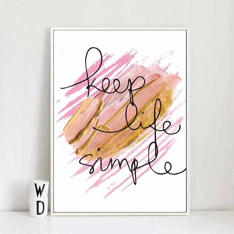 Tranh hoa hồng và chữ Keep life simple