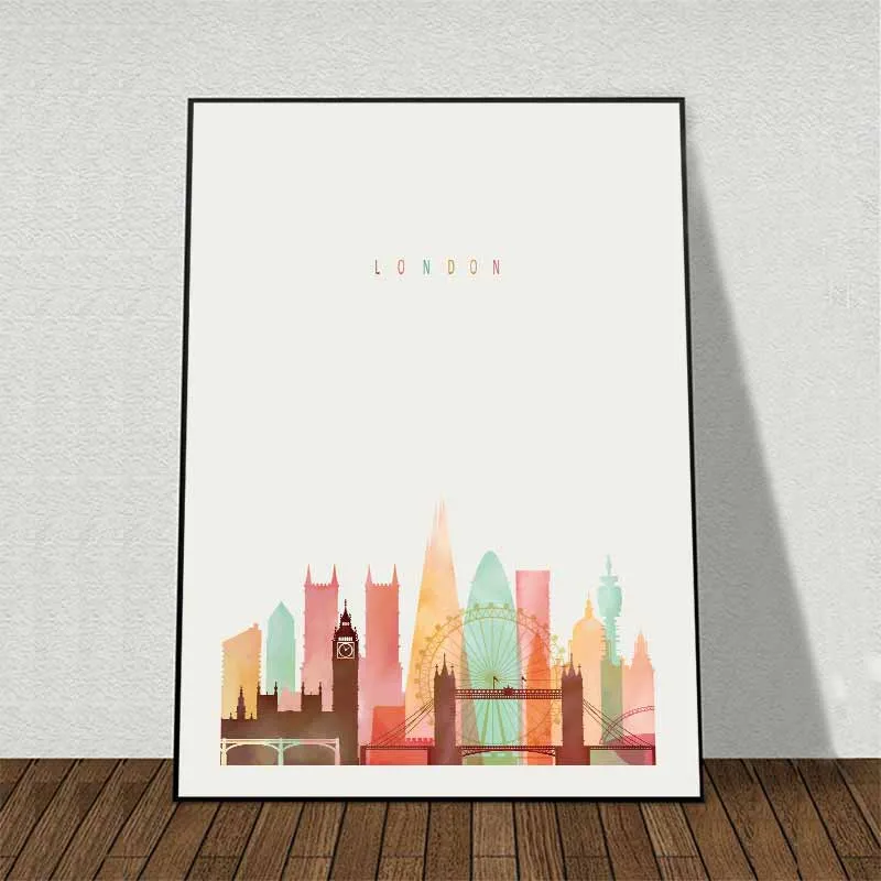 Tranh phong cảnh thành phố Big Ben, London Bridge, New York, Eiffel