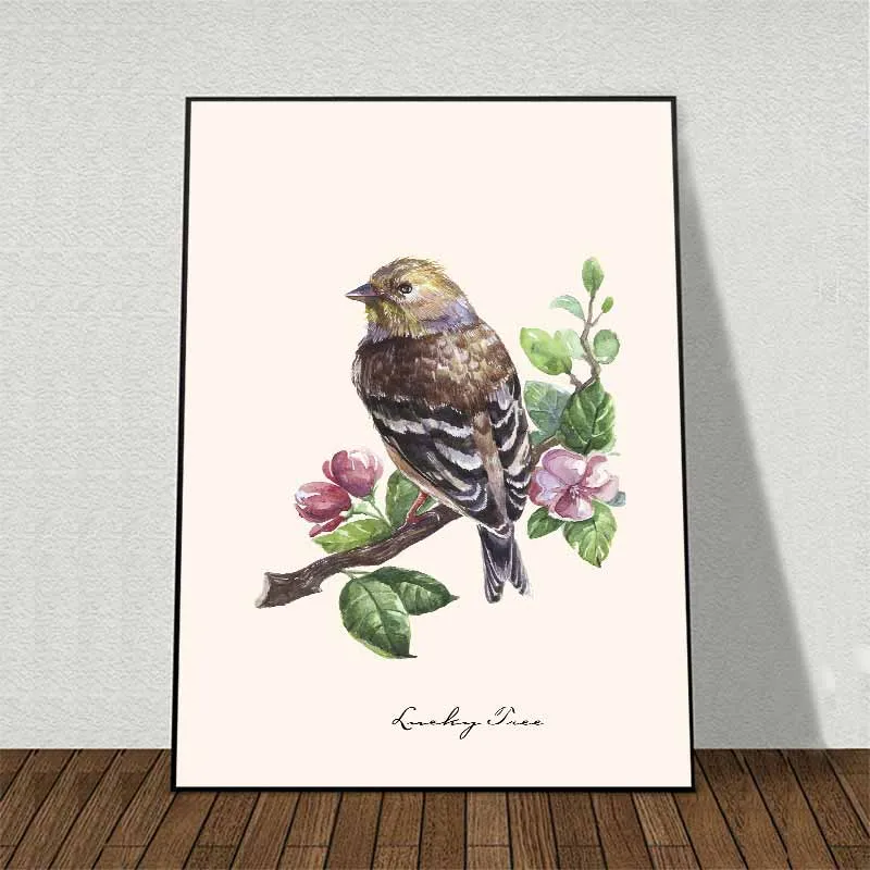 Tranh đầu nai trừu tượng, chim và lông chim nhiều màu sắc