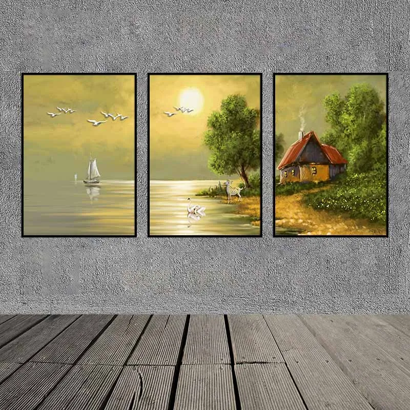 Tranh phong cảnh ngôi nhà ven sông