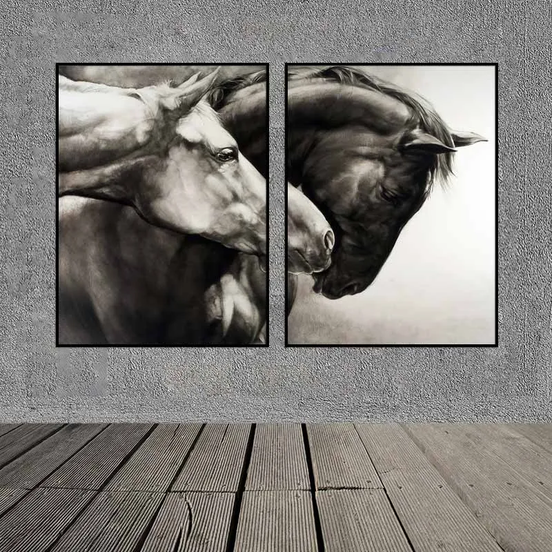 Tranh Hắc bạch song mã