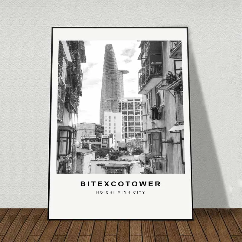 Tranh phong cảnh cầu Phú Mỹ và tòa nhà Bitexco