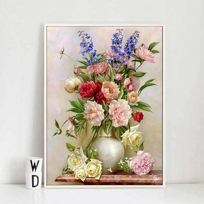 Tranh tĩnh vật hoa mẫu đơn và hoa hồng