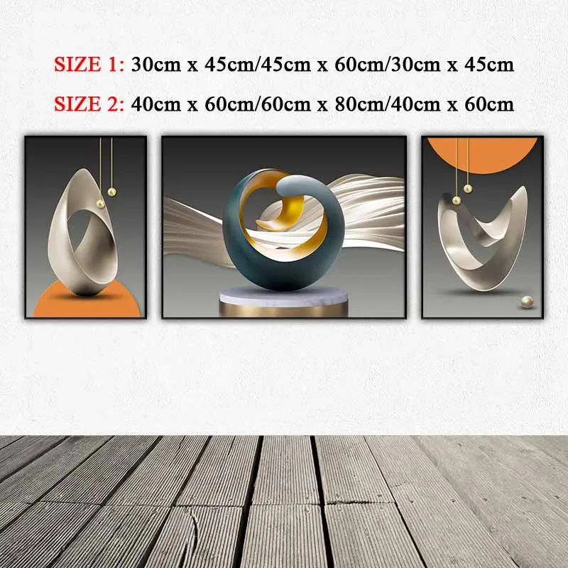Tranh trừu tượng hiện đại bộ 3 tấm
