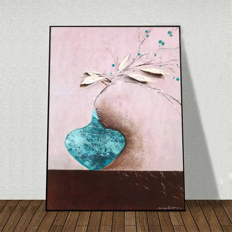 Tranh tĩnh vật hoa và lá trừu tượng