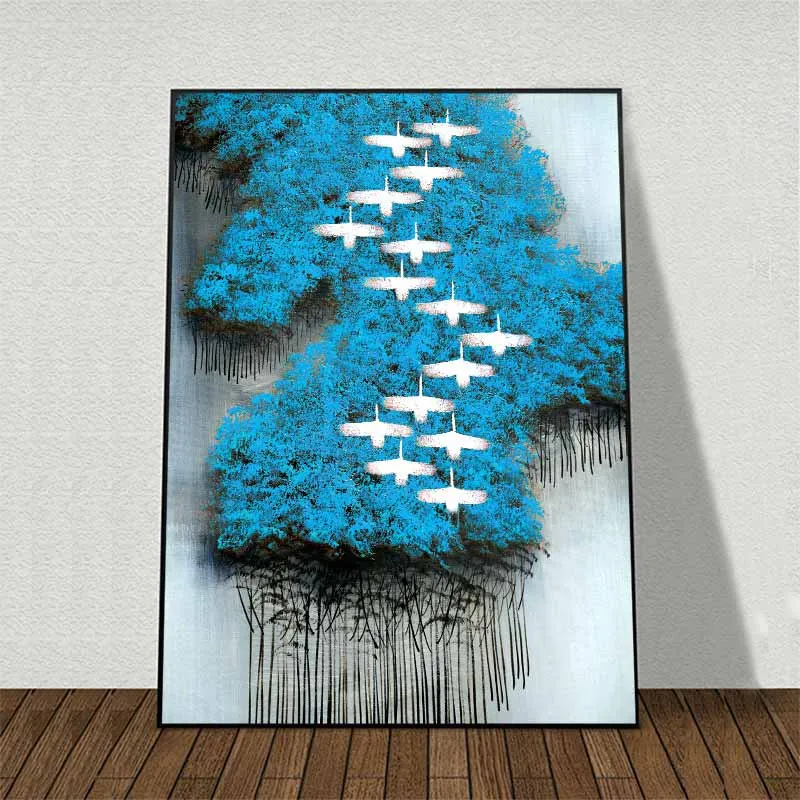 Tranh rừng cây và đàn cò