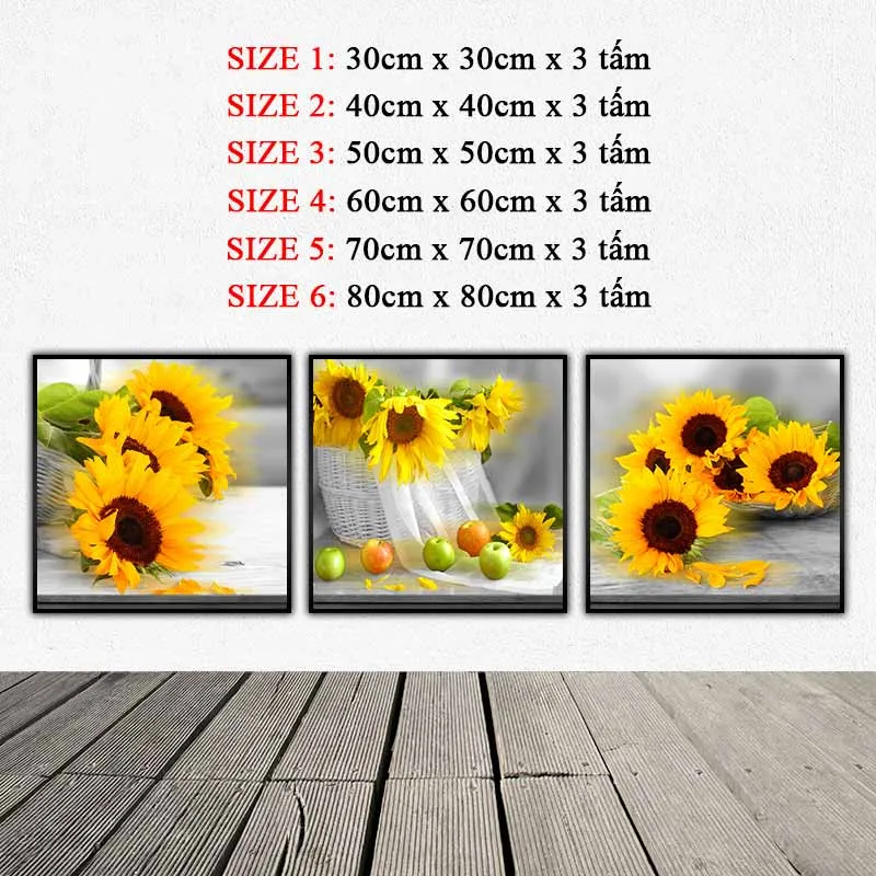 Tranh hoa hướng dương và những quả táo