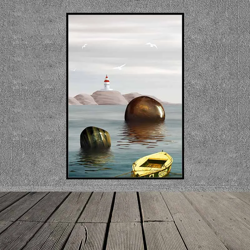 Tranh cánh buồm vàng và những tảng đá phong thủy