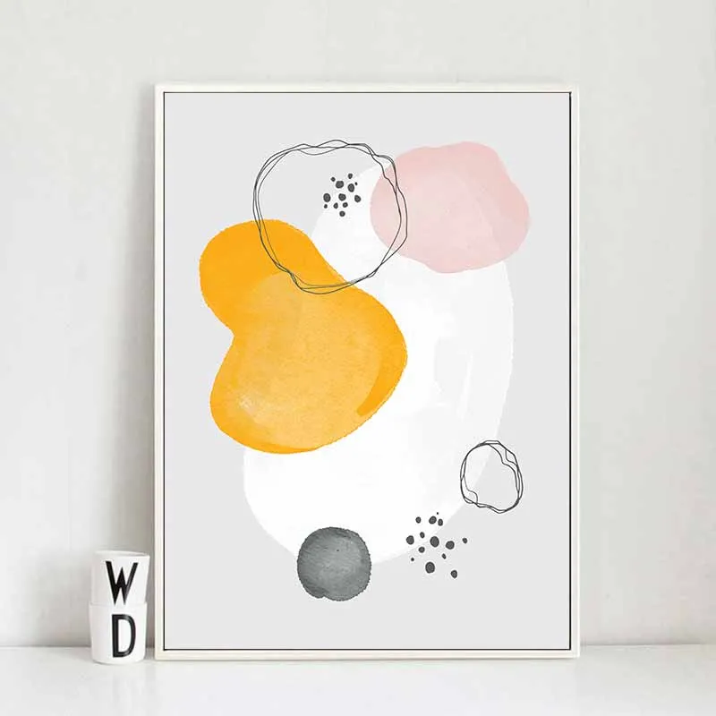 Tranh trừu tượng sắc xám và vàng