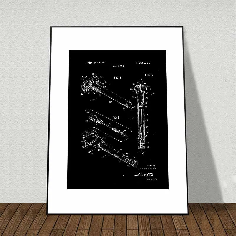 Tranh các mẫu thiết kế khoa học bản vẽ đàn guitar, máy ảnh, xe máy, xe đạp