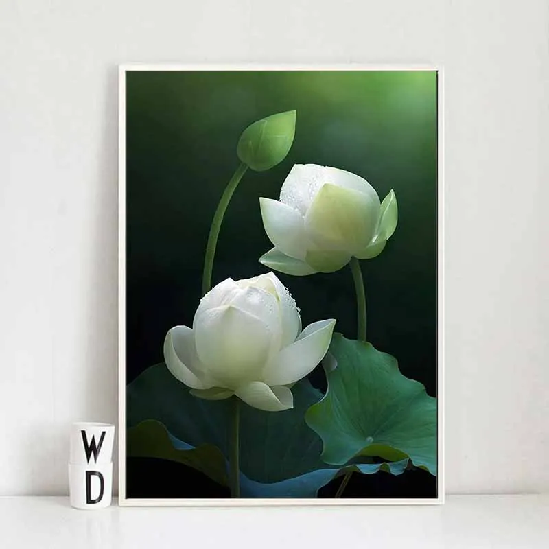 Tranh hoa sen trắng