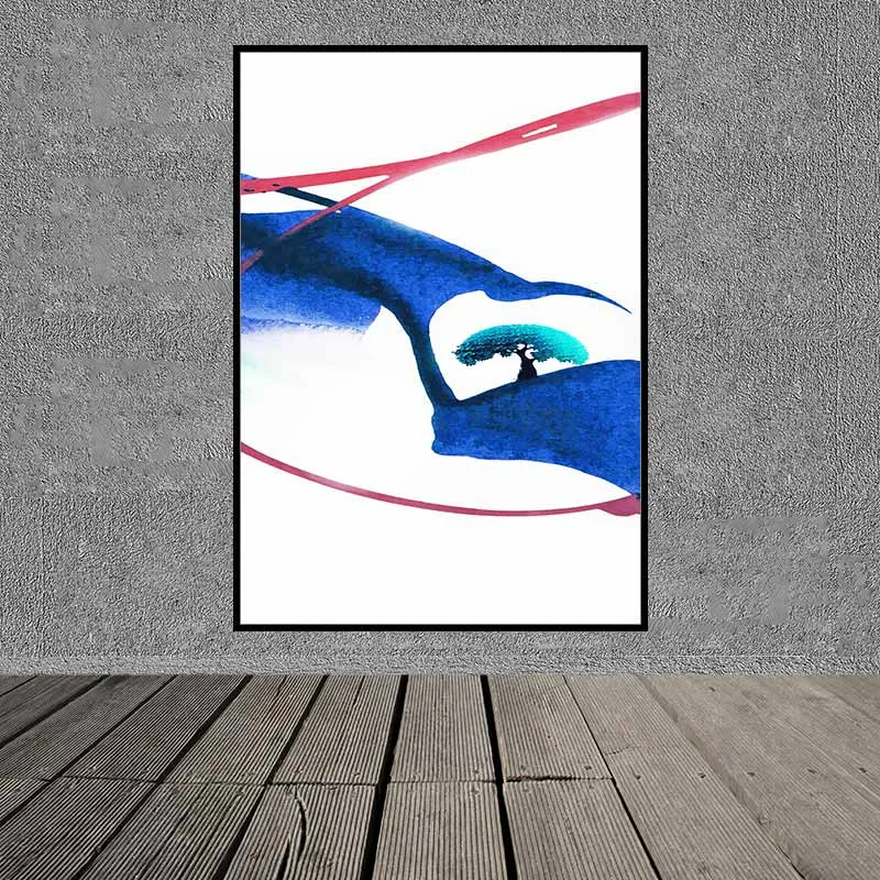 Tranh trừu tượng sắc hồng và xanh tím