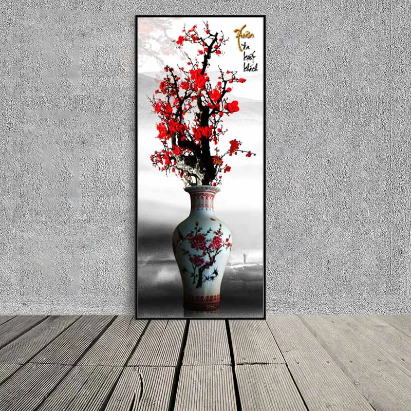 Tranh bình Tứ quý Đào Lan Cúc Trúc phong thủy