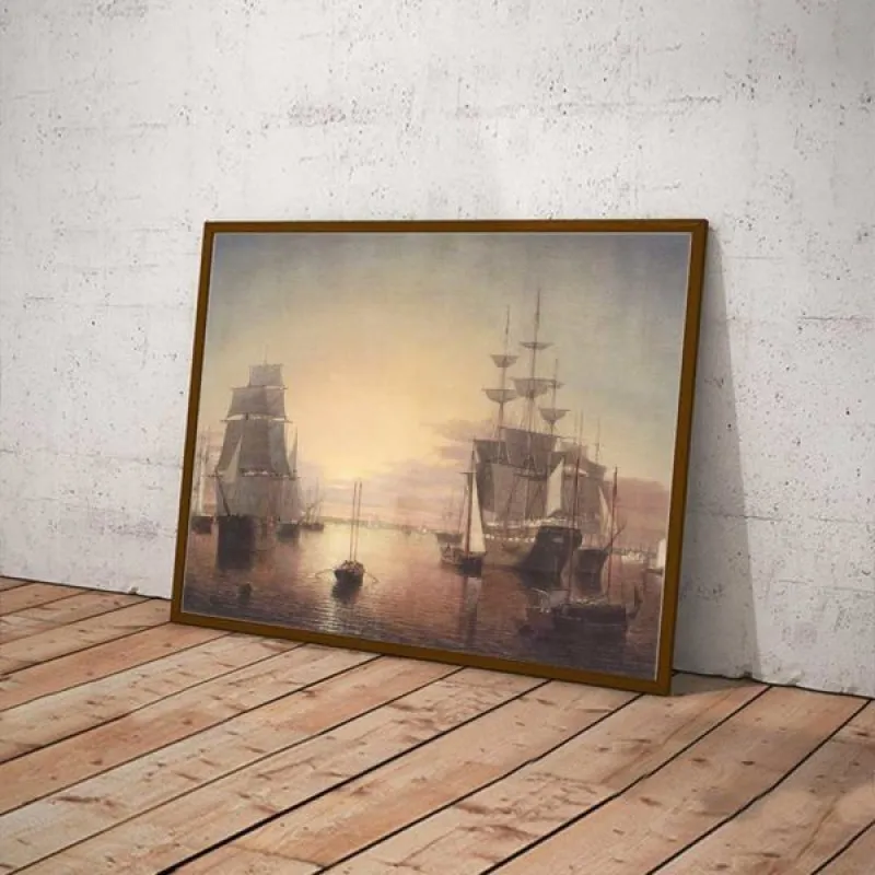 Tranh phong cảnh Hoàng hôn trên cảng Boston