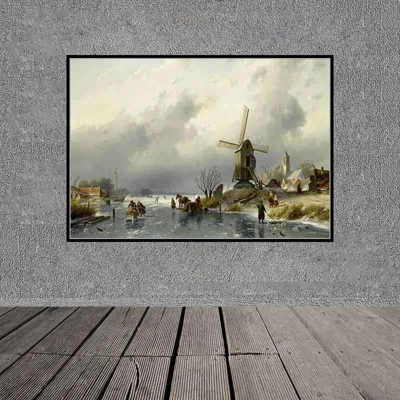 4 bức tranh canvas phong cảnh của họa sĩ Frederik Marinus Kruseman