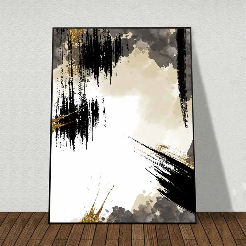 Tranh trừu tượng vết mực loang sắc nâu