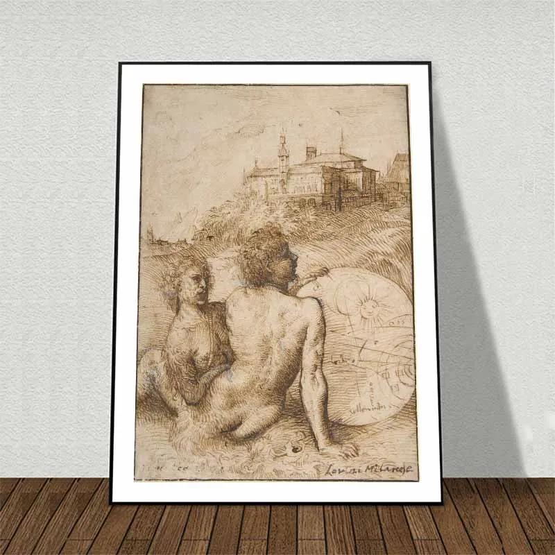 Tranh canvas Two satyrs in a landscape