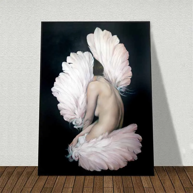 Tranh cô gái khỏa thân và đôi cánh chim