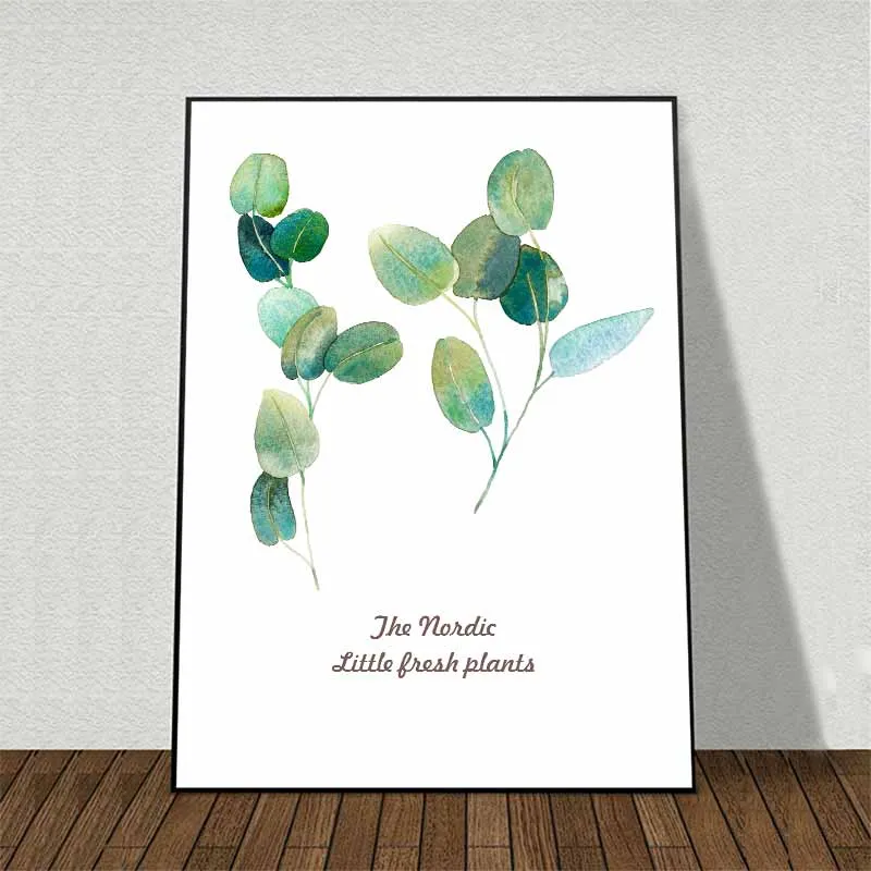 Tranh lá cây nhiệt đới kết hợp chữ The nordic little fresh plants