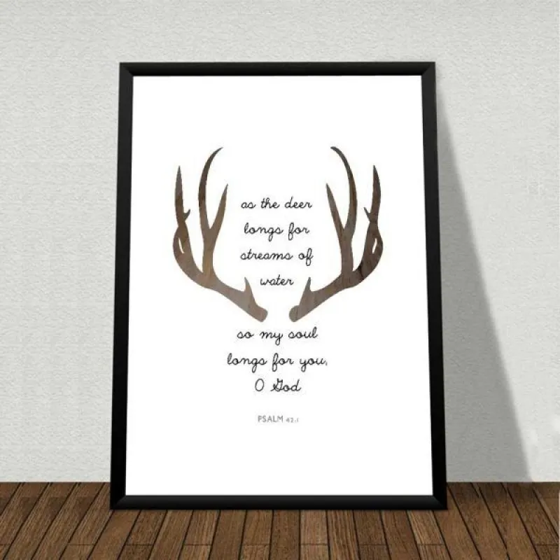 Tranh canvas Scandinavian hươu nai kết hợp chữ